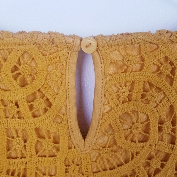 Philosophy Mustard Yellow Lace Crochet Top - Picture 8 of 8
